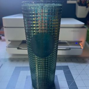 Starbucks 2022 Iridescent Rainforest Green Grid 24oz Tumbler